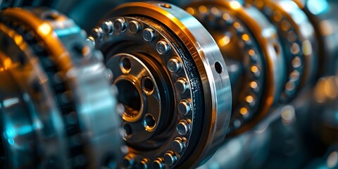 Closeup of roller bearings in a disassembled motor. Concept Mechanical Components, Roller Bearings, Motor Disassembly, Closeup Photography - obrazy, fototapety, plakaty