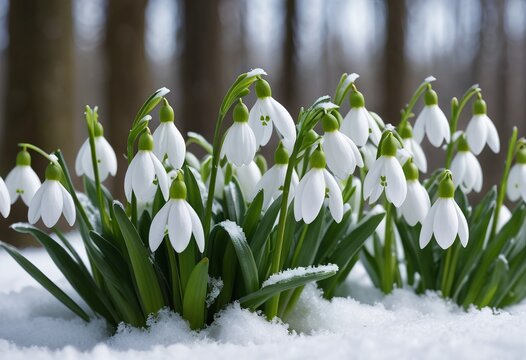 Snow Drops Flowers: A Bunch in Full Bloom