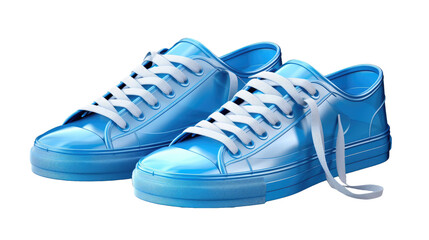 Blue Sneakers Isolated on Transparent Background. Fashionable Casual Shoes for Shoe Shop Ad Design