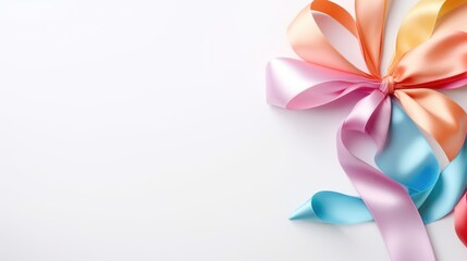 Abstract multicolored ribbon on a white background. Texture. A place for the text.