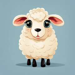 cute fluffy sheep, illustration. artificial intelligence generator, AI, neural network image. background for the design.