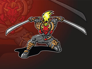 Samurai Warrior Mascot Gaming Illustration
