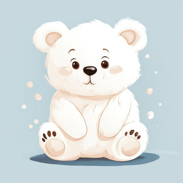 cute white bear, wild animal, illustration. artificial intelligence generator, AI, neural network image. background for the design.