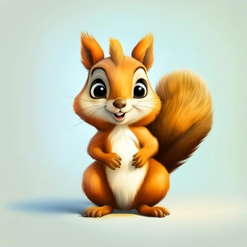 cute squirrel, chipmunk, forest rodent, illustration. artificial intelligence generator, AI, neural network image. background for the design.