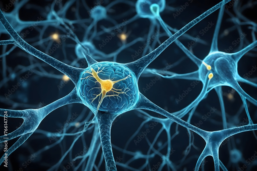 Aufkleber Background from nerve cells or neural networks with cell activity between each other. Neurology and the nervous system concept and showcase