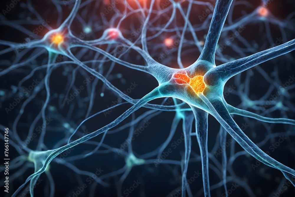 Aufkleber Background from nerve cells or neural networks with cell activity between each other. Neurology and the nervous system concept and showcase