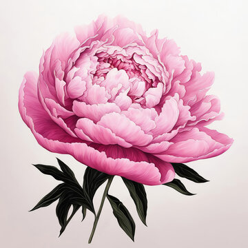 pink peony, lush summer flower, illustration. artificial intelligence generator, AI, neural network image. background for the design.