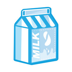Milk packet isolated on a white background.  Cow milk carton vector illustration.