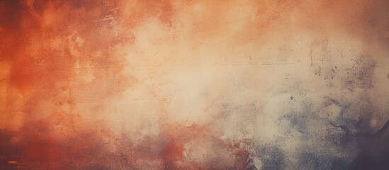 A hazy image capturing a cloudy sky with smoke billowing out, creating a surreal natural landscape. The tints and shades of the cumulus clouds blend with the peach hues, adding depth to the horizon