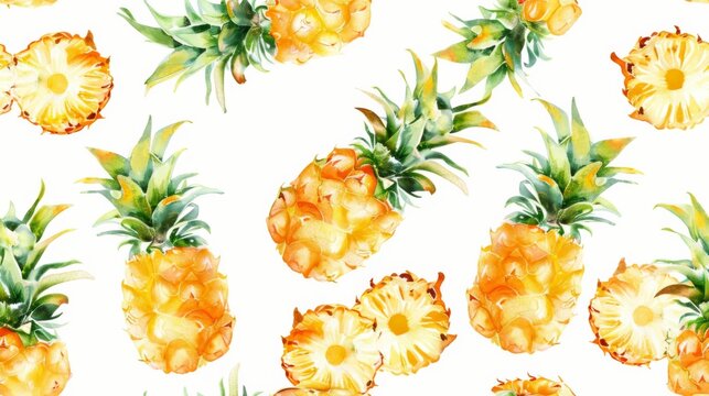 Watercolor Painting of Pineapples