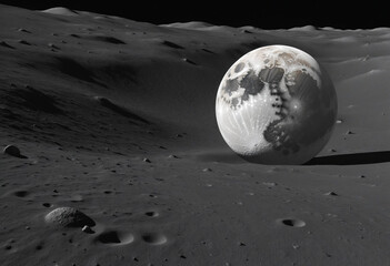 Moon surface. Dark background. Space panorama. mission colourful background