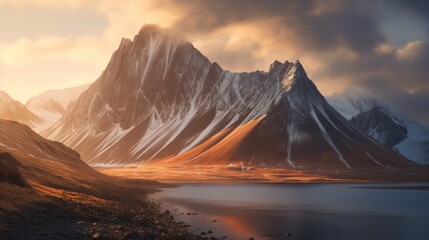 Rugged mountains, Isfjorden, Spitsbergen, Svalbard Islands, Svalbard and Jan Mayen - obrazy, fototapety, plakaty