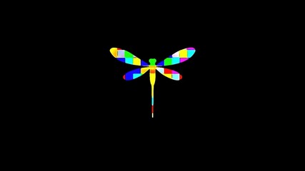 Beautiful illustration of colorful dragonfly isolated on plain black background