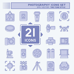Icon Set Photography. related to Photography symbol. two tone style. simple design editable. simple illustration