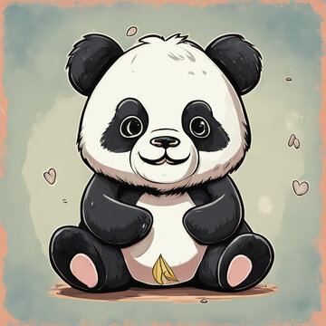 cute panda, wild animal, illustration. artificial intelligence generator, AI, neural network image. background for the design.