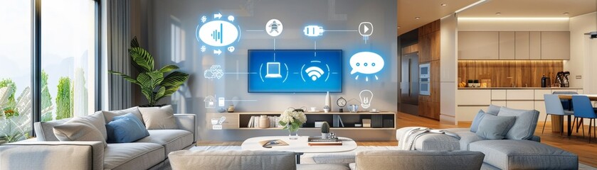 A futuristic smart home controlled by voice commands