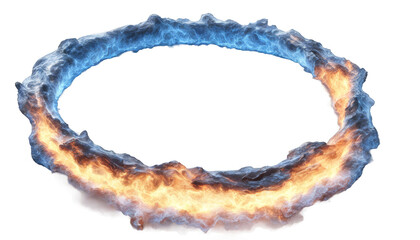 Realistic  blue fire ring  isolated on white on white background