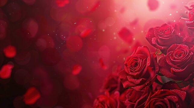 romantic red rose background is seamlessly looped ,Generative ai,