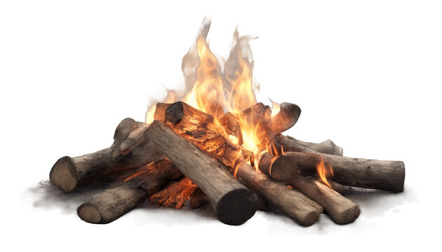 realistic campfire isolated on white on white background
