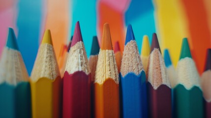 Various colored pencils neatly arranged