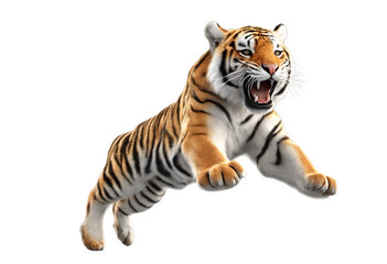 Obraz premium realistic 3d tiger jump isolated on white background