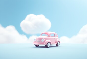 a pink toy car on a blue surface