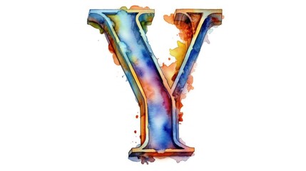 Letter Y made of leaves and flowers on white background