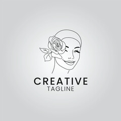 female face with flower vector graphics tshirt logo design social media post