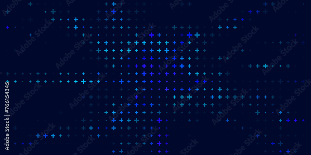 Poster Mathematical Plus Symbols Pattern. Math Design Elements Background. Medical Tech Background. Vector Illustration.