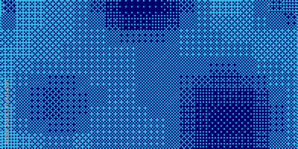 Aufkleber Classic Pixel Art Dithering Background. Blue Pixel Radial Gradient Pattern. Vector Illustration.