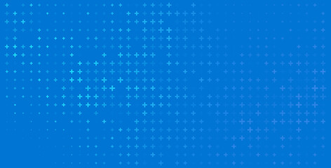 Blue Mathematical Plus Symbols Pattern. Math Design Elements Background. Medical Tech Background. Vector Illustration.