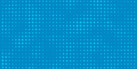 Blue Mathematical Plus Symbols Pattern. Math Design Elements Background. Medical Tech Background. Vector Illustration.