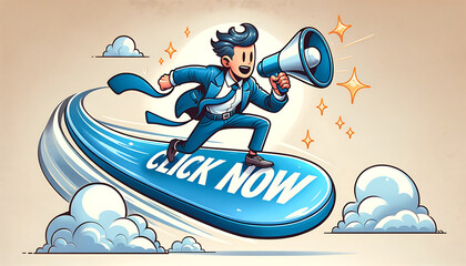 Illustration button web click now