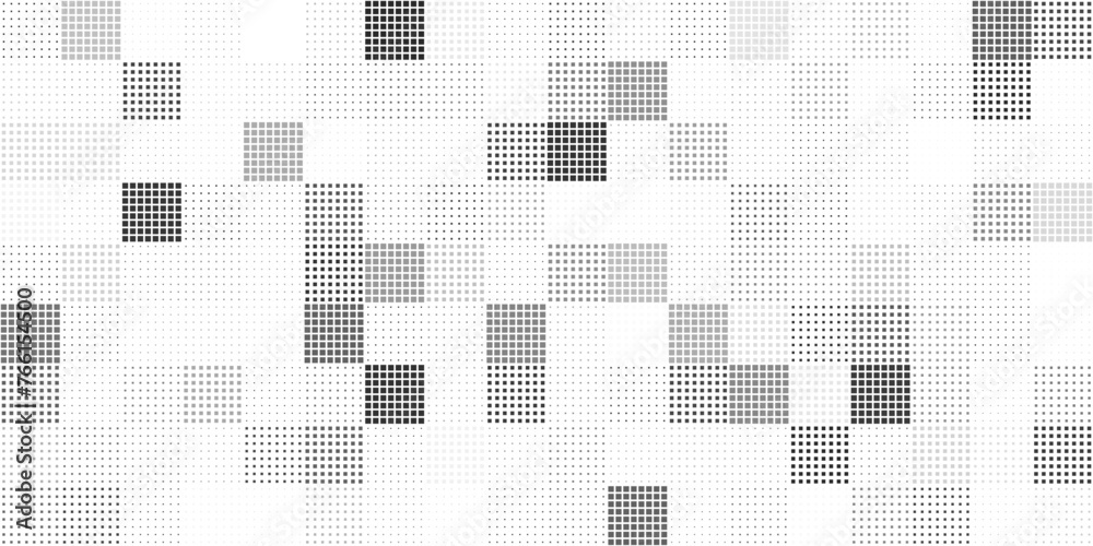Poster Pixel Dithering Squares Seamless Pattern. Vintage 8-bit Game Background. Vector Illustration. Pixel Halftone Effect Random Tiles Generative Art.