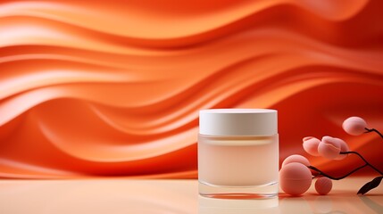 a jar of cream next to a pink ball