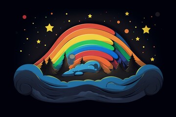 a rainbow over a river