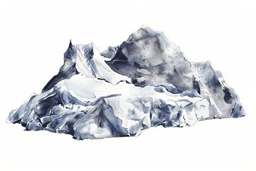 Watercolor painting of majestic mountain peaks with space for text, suitable for travel and adventure-themed background or wall art