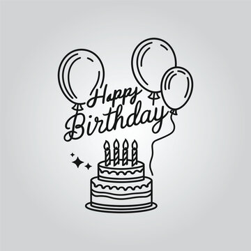 birthday card with balloons vector graphics tshirt logo design social media post