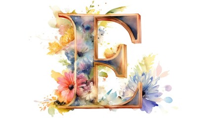 watercolor alphabet letter e