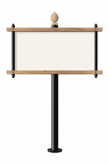 Obraz premium Blank advertising banner display with a wooden frame and space for text, isolated on a white background, suitable for information or promotional content