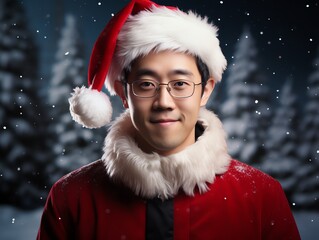 a man wearing a santa hat and glasses