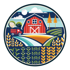 Organic farming logo. Agriculture premium colorful logo.