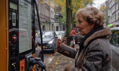People, charging electric car, at an electric vehicle charging station, a close-up of hands plugging the charger into the car, reflection of a clean energy future