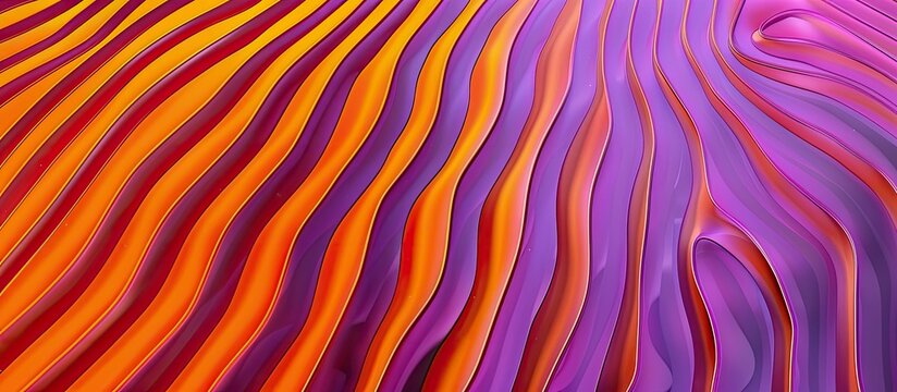 A closeup shot of a vibrant fabric with purple and orange stripes, creating a bold and colorful pattern. The macro photography captures the symmetry and artistry of the fabric design