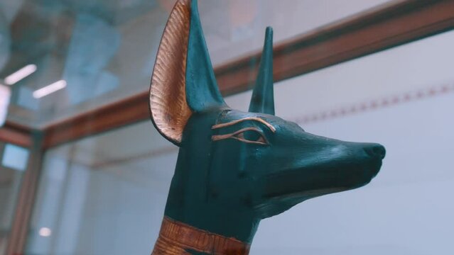 Anubis Egyptian God With Wolf Head In Fire Glow