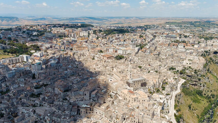 Matera, Italy. The old part of the city is carved into the rock and is a UNESCO World Heritage...