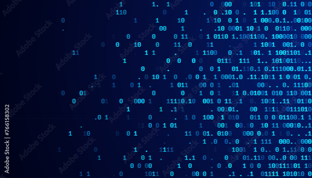 Fototapete Abstract Blue Technology Background. Binary Computer Code. Programming Coding Hacker concept. Vector Background Illustration.