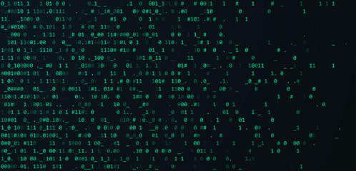 Green Binary Data Software Programming Code Background. Random Parts of Program Code. Digital Data Technology Concept. 1 0 Machine Code. Random Binary Data Matrix Wide Vector Illustration.