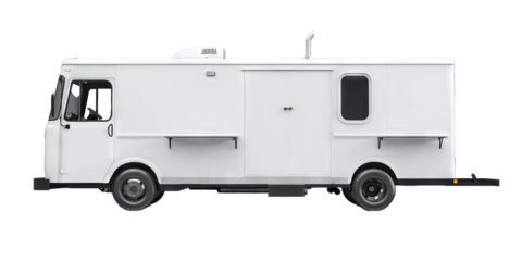 White food truck blank template isolated on transparent png