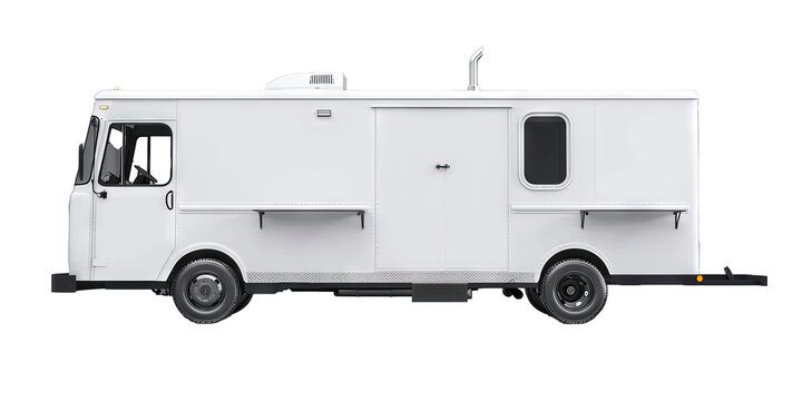 White food truck blank template isolated on transparent png